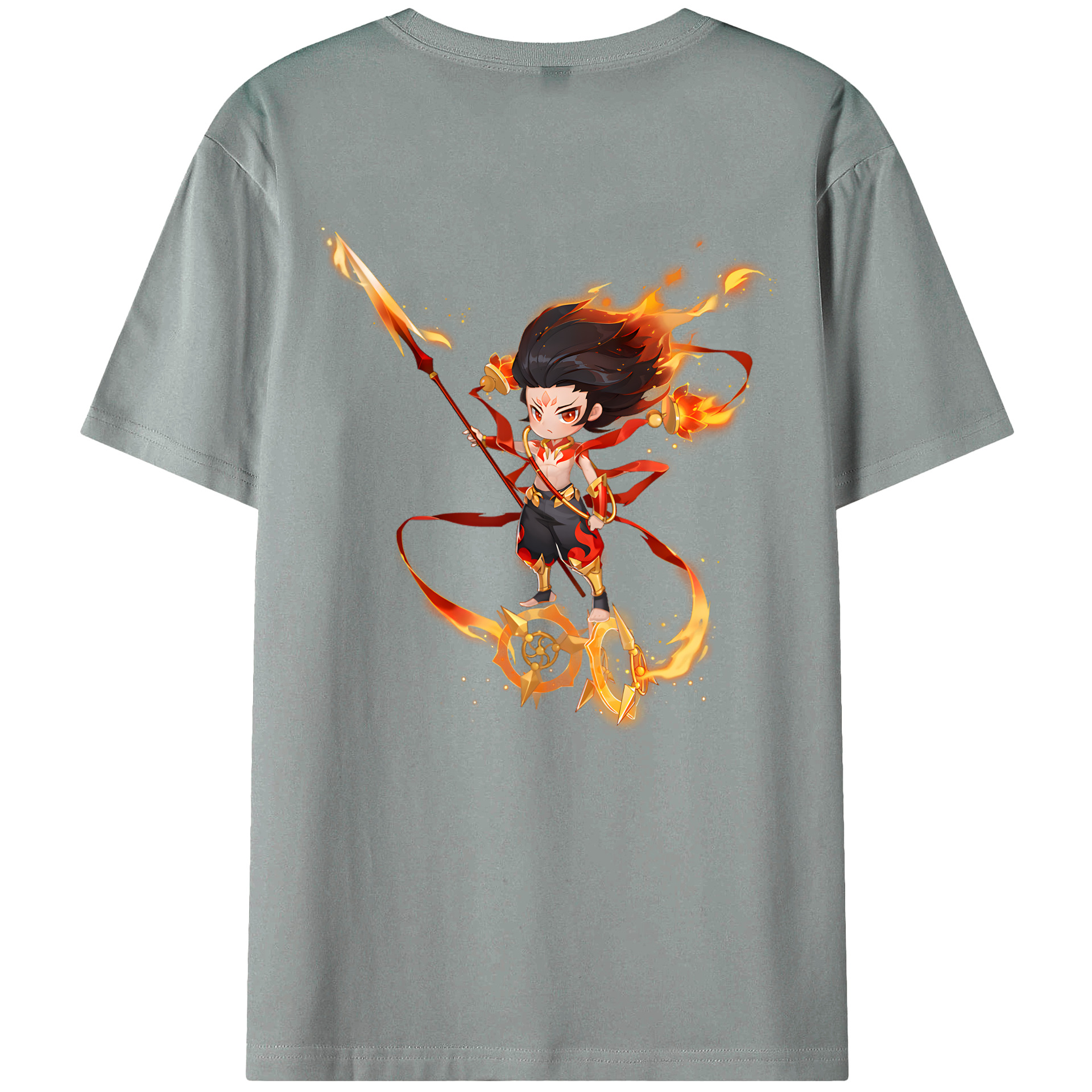 （画像用） Ne Zha 2 ナタ 魔童の大暴れ 綿100％ メンズ半袖Tシャツ（バックプリント） 通気性